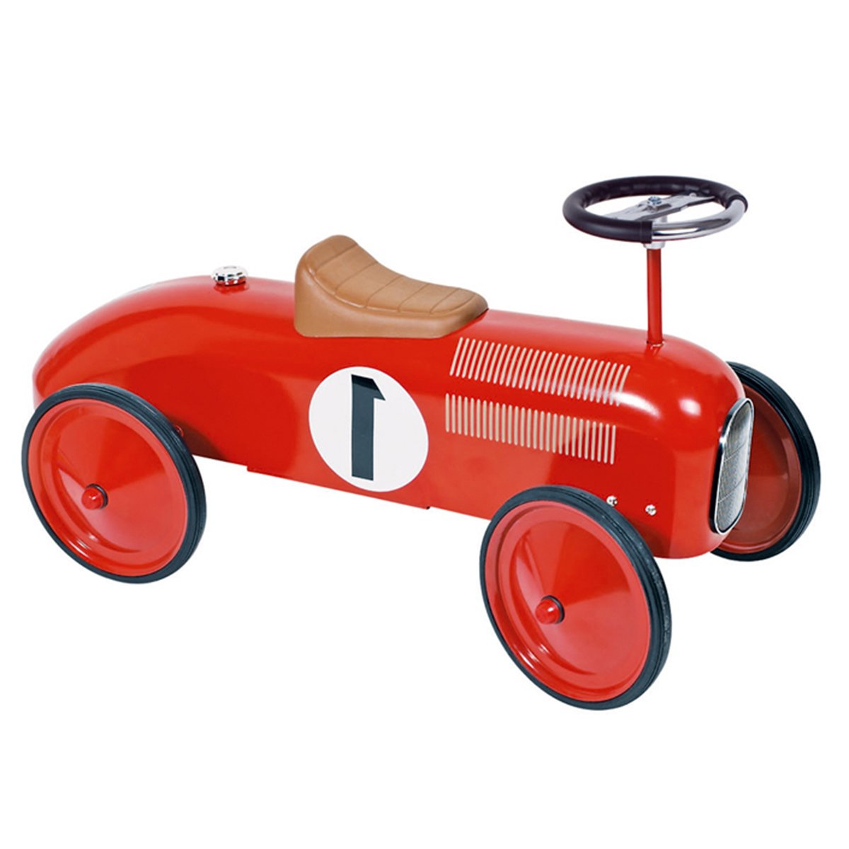 Porteur métal voiture de course vintage rouge - OOGarden