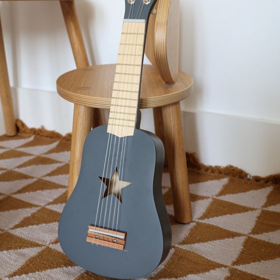 Guitare enfant personnalisée en bois - Étoile Gris foncé