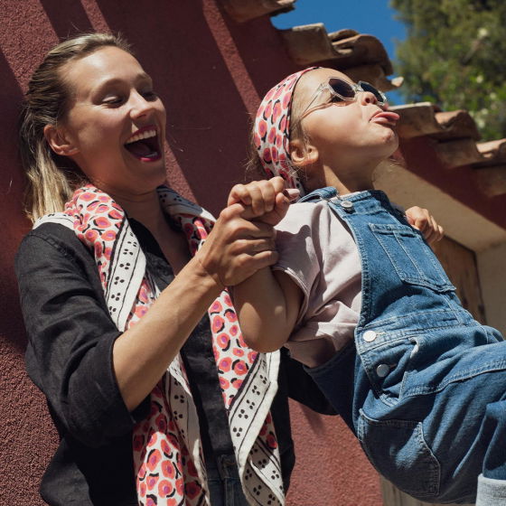 Affaire de famille - Foulards duo léopard - Rose